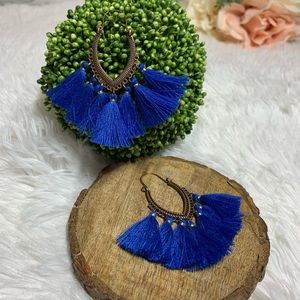 Bohemian Royal Blue Tassel Earrings